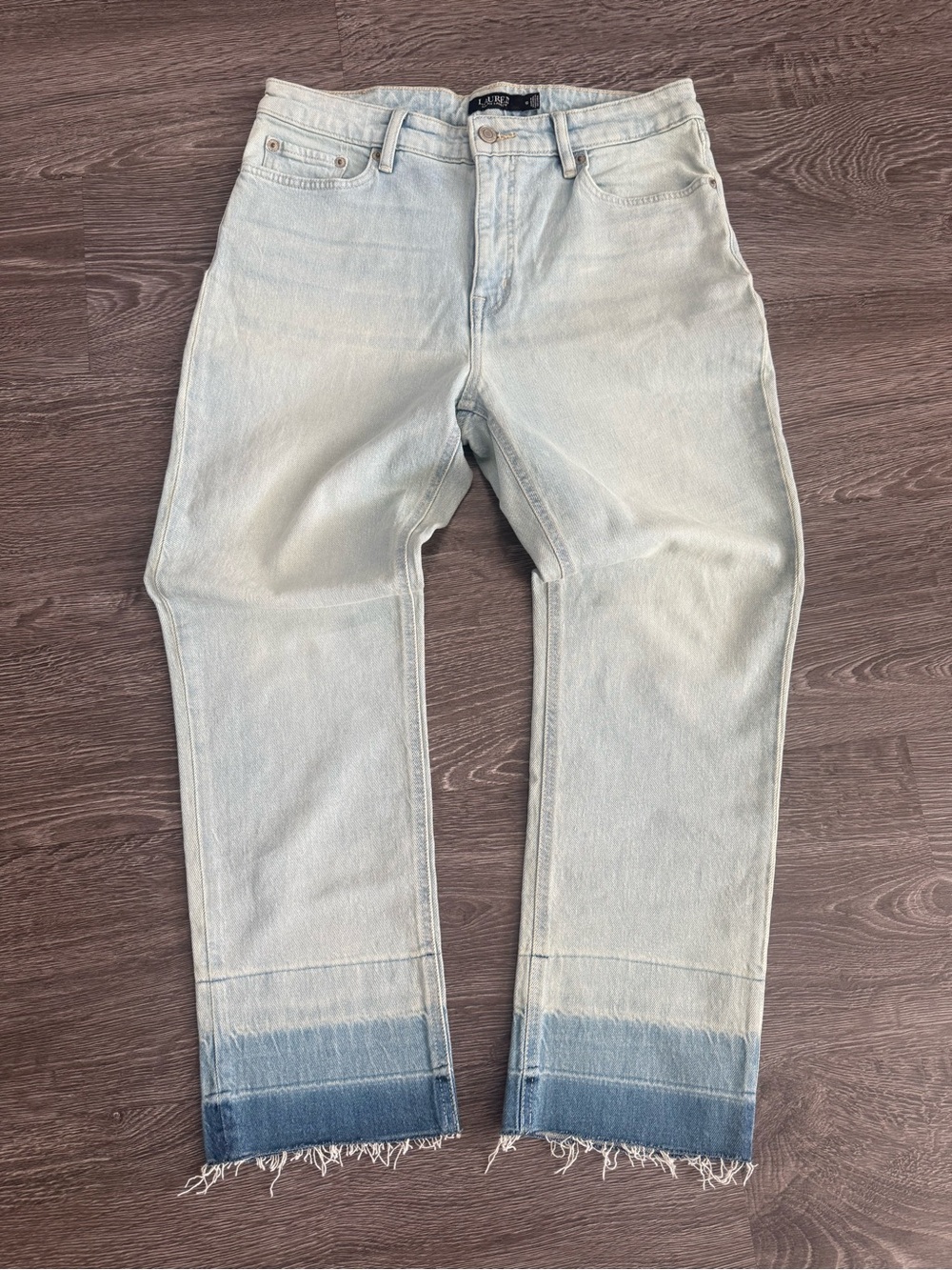 Ralph Lauren Light Blue Straight Jeans with Dark Ombre Hem